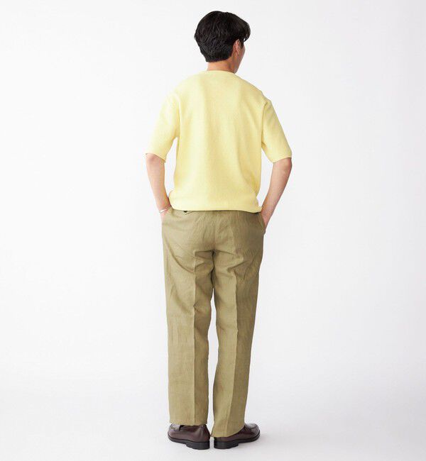 SHIPS「SHIPS:〈手洗い可能〉リネン バスケット ニット Tシャツ」|Tシャツ・カットソー|