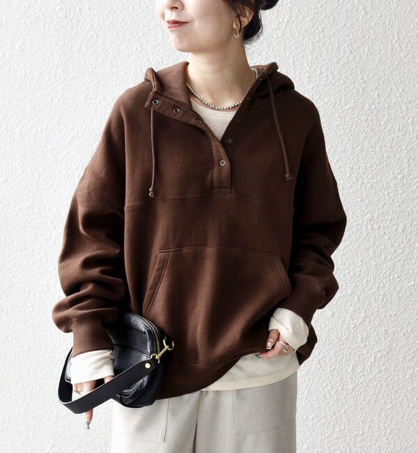 SHIPS any「SHIPS any:〈洗濯機可能〉USAコットン 裏起毛 フーディー ルーズ プルオーバー」|パーカー|ブラウン