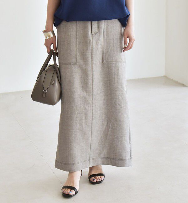 quaranciel「quaranciel:〈洗濯機可能〉ウーステッド ステッチ Iライン ロング スカート」|スカート|