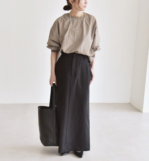 quaranciel「quaranciel:〈洗濯機可能〉ウーステッド ステッチ Iライン ロング スカート」|スカート|