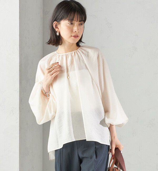 SHIPS for women「〈手洗い可能〉シアー バンブー ギャザー ブラウス」|シャツ・ブラウス|