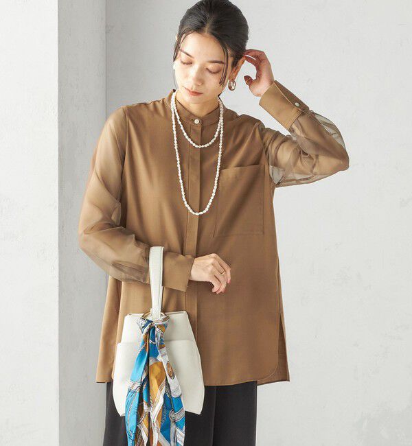 SHIPS for women「〈手洗い可能〉シアー 袖 ポケット デザイン シャツ」|シャツ・ブラウス|