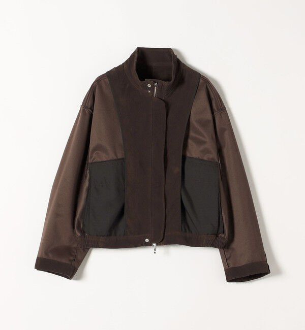 quaranciel「quaranciel〈洗濯機可能〉ポリエステル スエード スタンドカラー ジップ ショート ブルゾン」|ブルゾン・スタジャン|