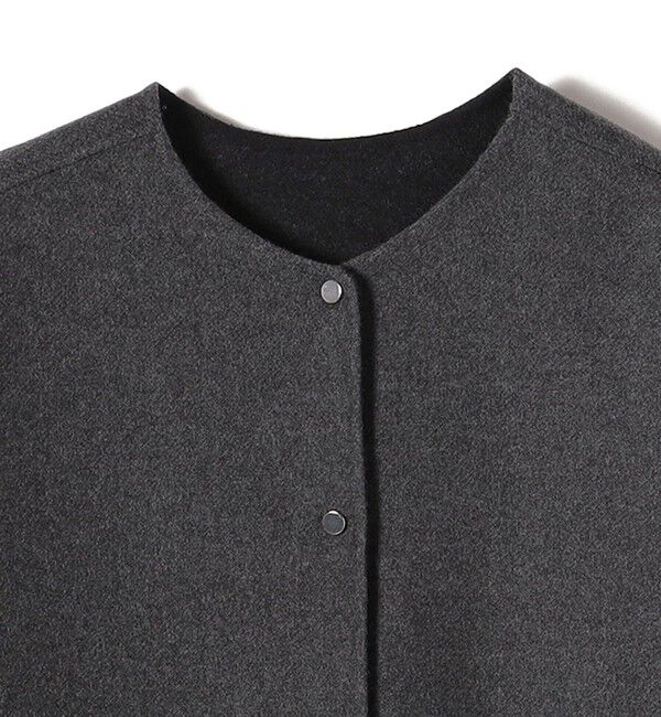 SHIPS for women「セミ 梳毛 配色 リバーシブル ノーカラー ショート コート」|ノーカラーコート|