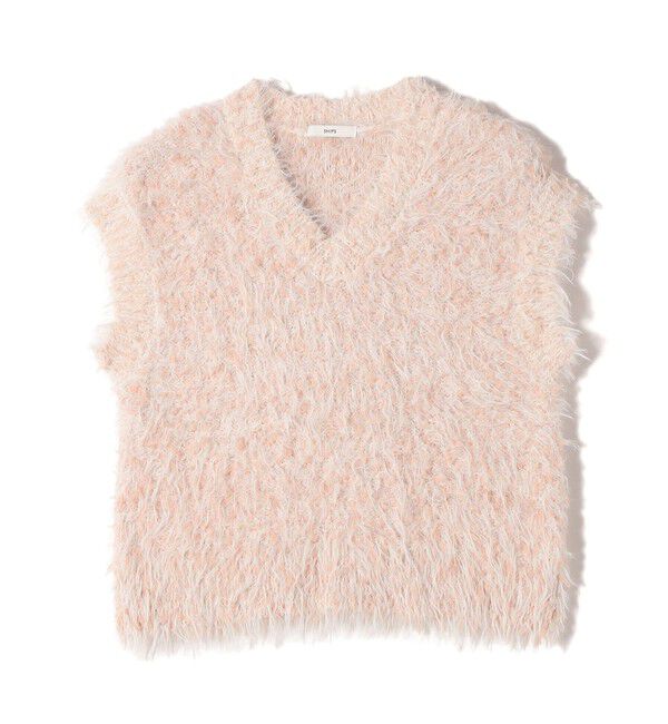 SHIPS for women「【WEB限定】〈手洗い可能〉チュール フェザー MIX ニット ベスト」|ベスト・ジレ|