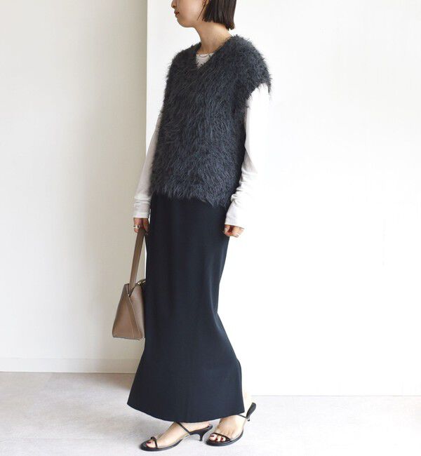 SHIPS for women「【WEB限定】〈手洗い可能〉チュール フェザー MIX ニット ベスト」|ベスト・ジレ|