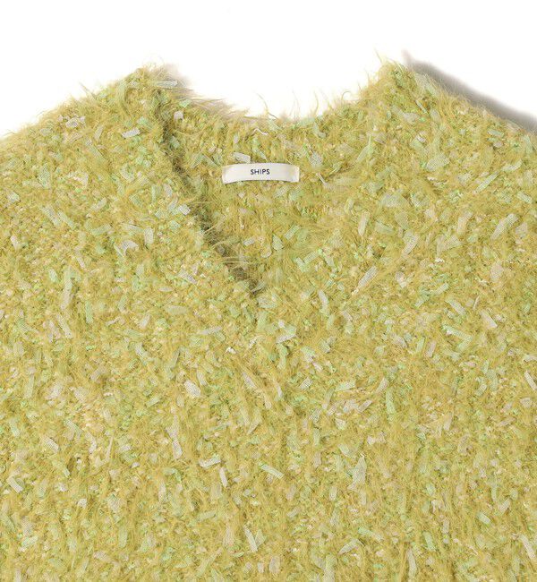 SHIPS for women「【WEB限定】〈手洗い可能〉チュール フェザー MIX ニット ベスト」|ベスト・ジレ|