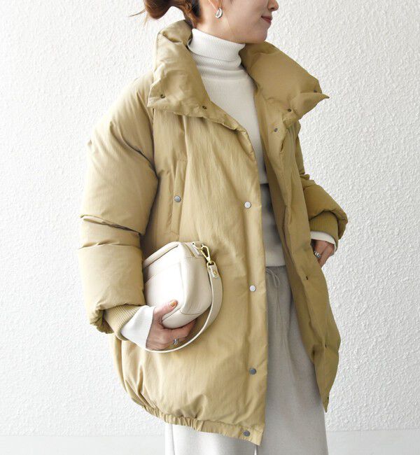 SHIPS any「SHIPS any: ナイロン スタンドカラー ダウン コクーン コート」|ダウン|