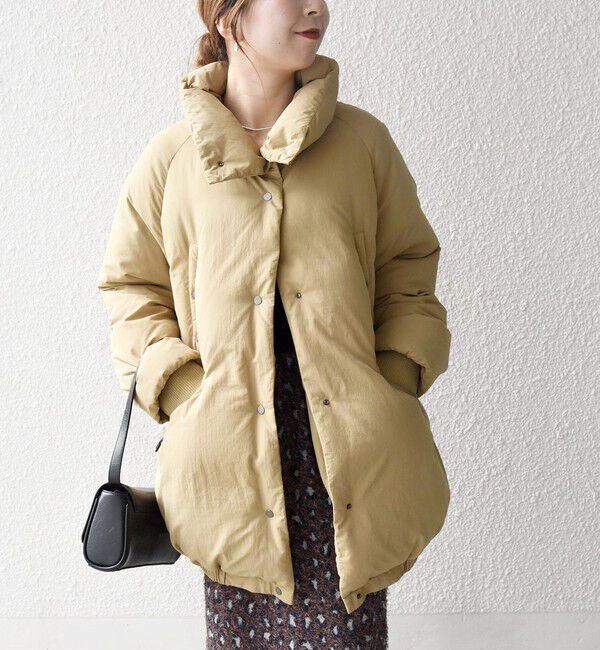 SHIPS any「SHIPS any: ナイロン スタンドカラー ダウン コクーン コート」|ダウン|