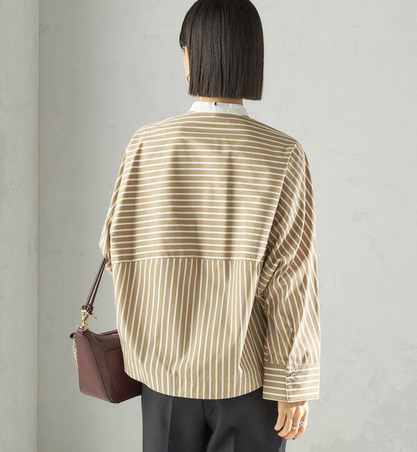 SHIPS for women「〈手洗い可能〉コットン ポリエステル ストライプ ドルマン 長袖 シャツ」|シャツ・ブラウス|