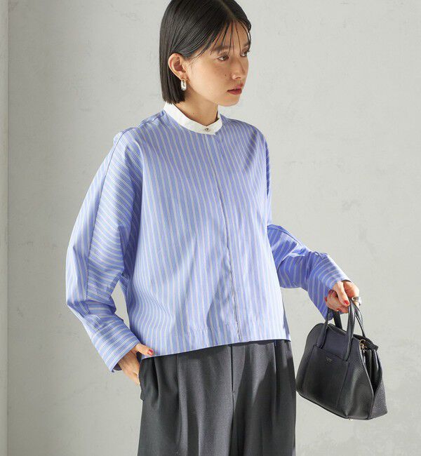 SHIPS for women「〈手洗い可能〉コットン ポリエステル ストライプ ドルマン 長袖 シャツ」|シャツ・ブラウス|