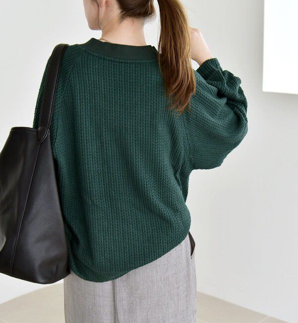 quaranciel「quaranciel:〈手洗い可能〉ケーブル ジャージー Vネック プルオーバー」|Tシャツ・カットソー|