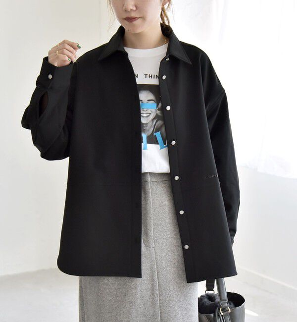 quaranciel「quaranciel:〈洗濯機可能〉ロゴ 刺繍 ウォーム シャツ」|シャツ・ブラウス|