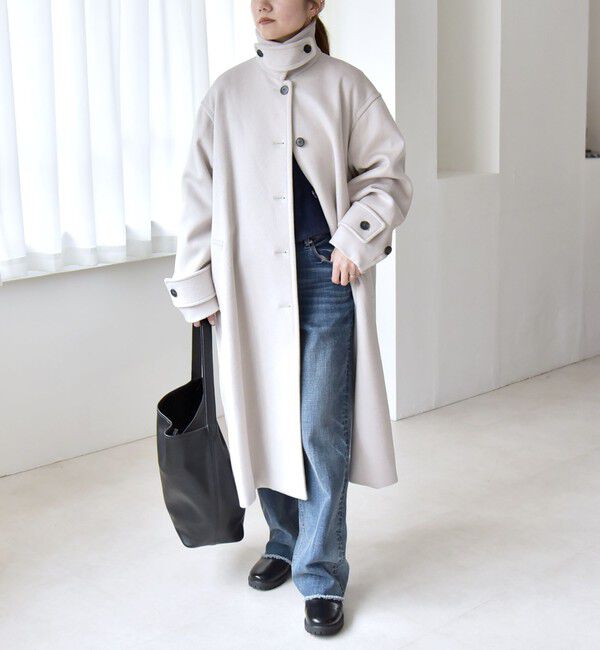 quaranciel「quaranciel: PURE WOOL スタンド & ステンカラー ロング コート」|ステンカラーコート|