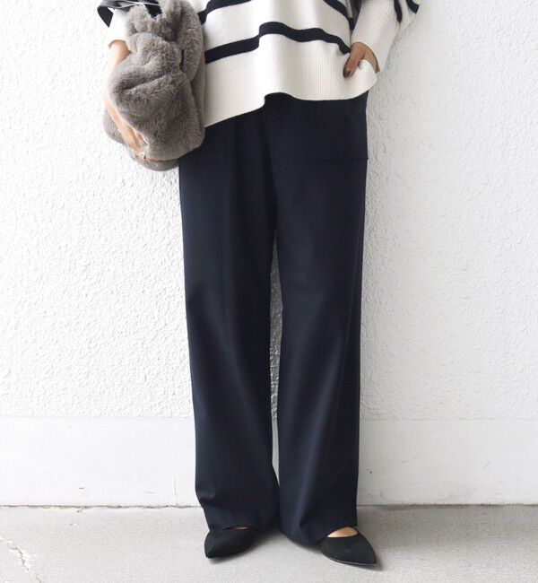 SHIPS for women「〈手洗い可能〉両面起毛 ポケット デザイン ドロスト パンツ」|その他|ネイビー