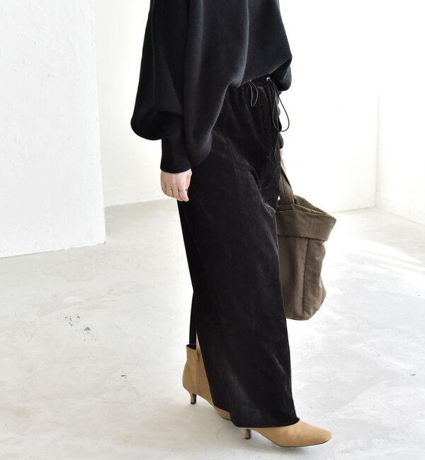 quaranciel「quaranciel:〈洗濯機可能〉ポリエステル ベロア Iライン イージー スカート」|スカート|
