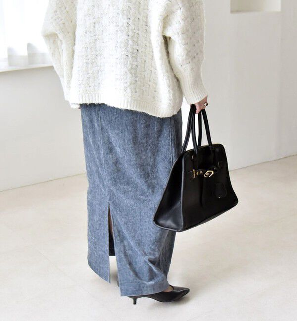 quaranciel「quaranciel:〈洗濯機可能〉ポリエステル ベロア Iライン イージー スカート」|スカート|