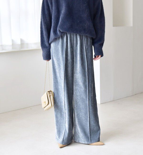 quaranciel「quaranciel:〈洗濯機可能〉ポリエステル ベロア ピンタック イージー ワイド パンツ」|その他|