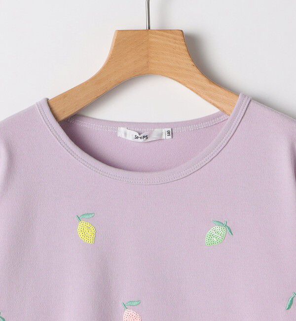 SHIPS KIDS「SHIPS KIDS:140～150cm /レモン スパンコール 刺繍 ロングスリーブ Tシャツ」|Tシャツ・カットソー|