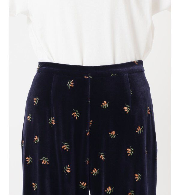 OUTDOOR PRODUCTS Usual Things「刺繍ベロアフレアパンツ」|スラックス|