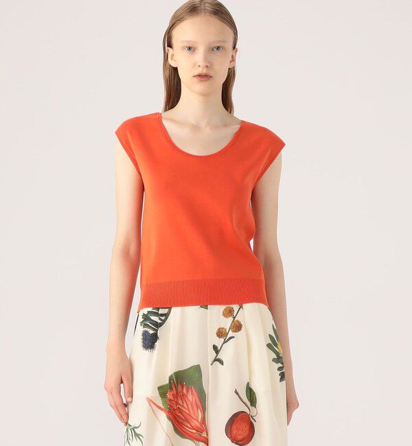 CABaN「コットンポリエステル バックオープンフレンチスリーブプルオーバー」|ニット・セーター|