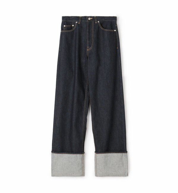 MACPHEE「コットンデニム ストレートパンツ」|デニム|69 ネイビー