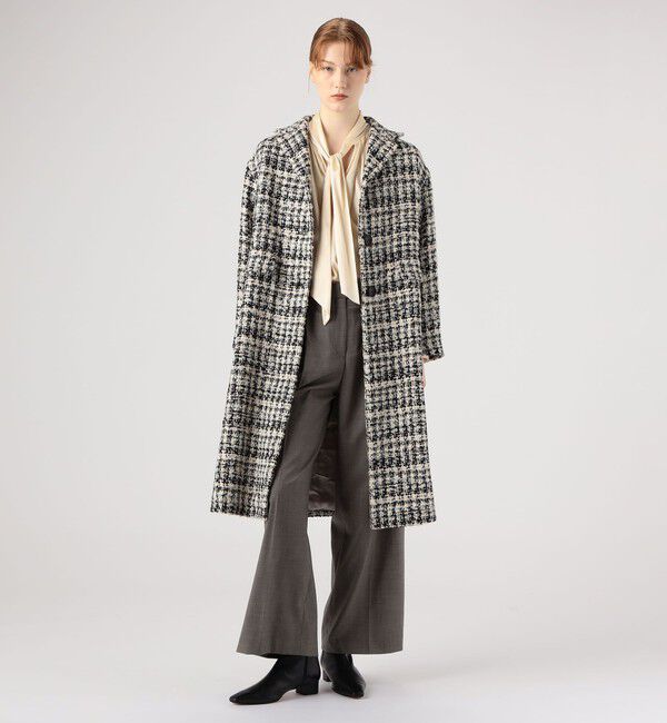 TOMORROWLAND collection「ファンシーハウンドトゥース ロングコート」|チェスターコート|