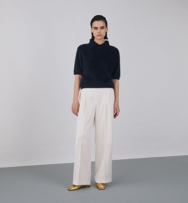 DES PRES「サテンジョーゼット タックワイドパンツ」|スラックス|