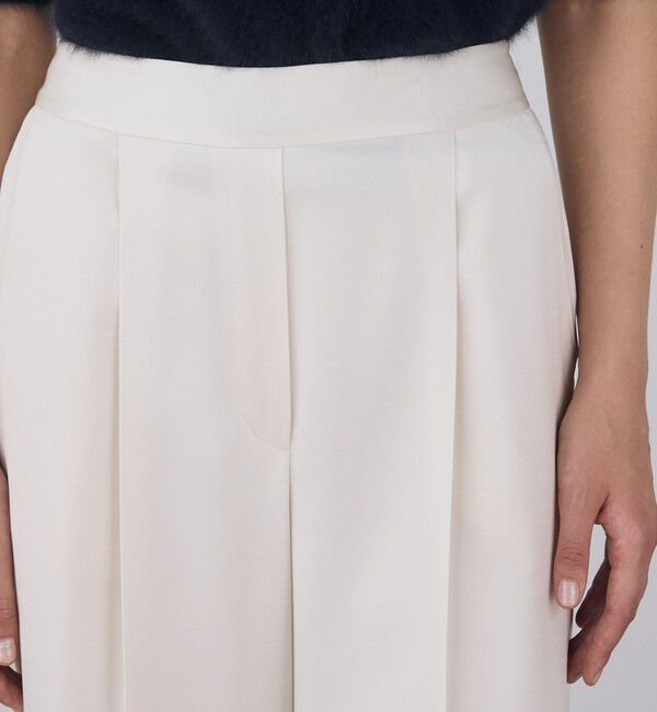 DES PRES「サテンジョーゼット タックワイドパンツ」|スラックス|