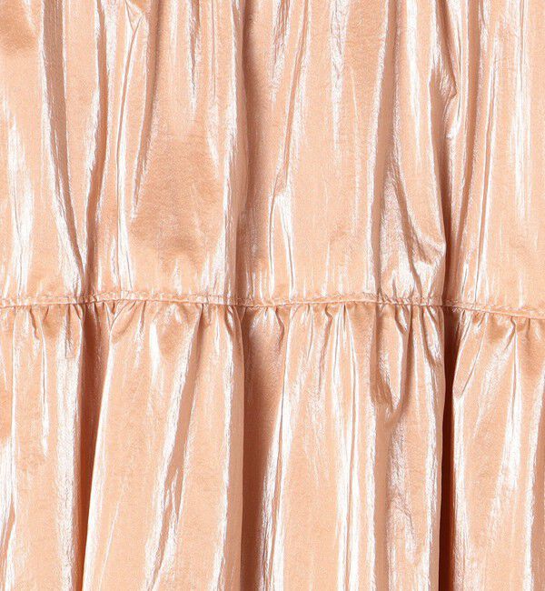 Ballsey「シャイニーコーティング ギャザーヨークロングスカート」|フレア|