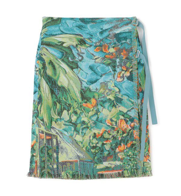 CABaN「ランドスケープジャカード ミディラップスカート」|スカート|54 グリーン系