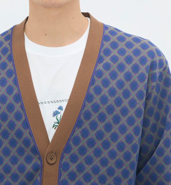 CABaN「コットンポリエステル チェックジャカード Vネックカーディガン」|ニット・セーター|