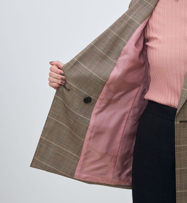 TOMORROWLAND collection「バーガンディーグレンチェック ダブルブレストジャケット」|テーラードジャケット|
