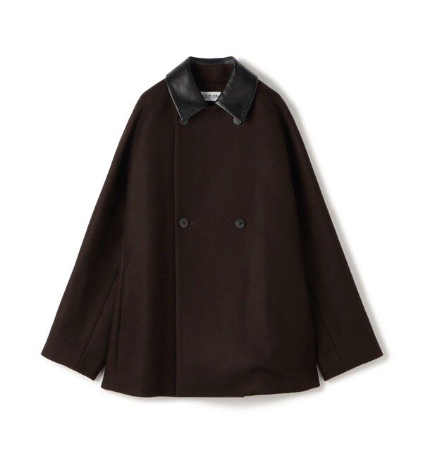 Edition「Super120's ライトメルトン ショートコート」|ピーコート|49 ダークブラウン