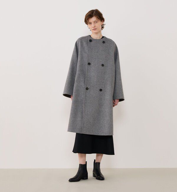 GALERIE VIE「ダブルフェイス カラーレストレンチコート」|ノーカラーコート|