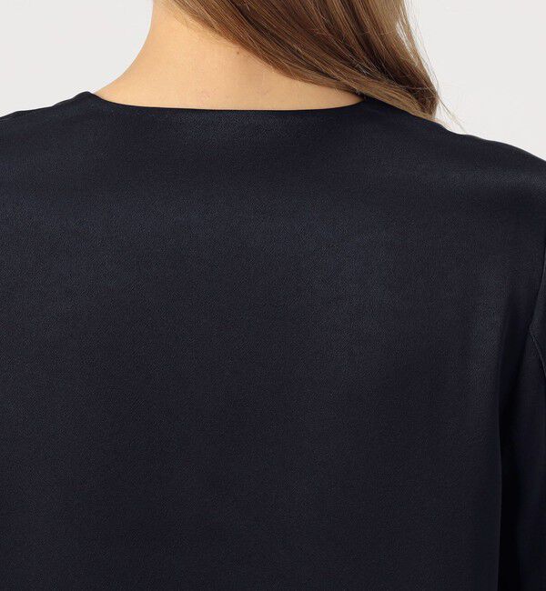 DES PRES「サテンジョーゼット オープンカラーブラウス」|シャツ・ブラウス|