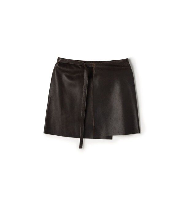 Edition「クラッシュレザー ラップミニスカート」|スカート|49 ダークブラウン