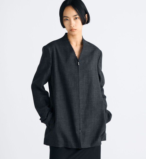 Edition「ウールビエラ ジップジャケット」|ノーカラージャケット|