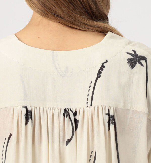 DES PRES「シングルフラワープリント Vショートブラウス」|シャツ・ブラウス|