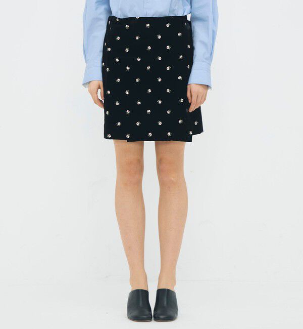 CABaN「ベロア PETIT ROSEプリントミニスカート」|スカート|