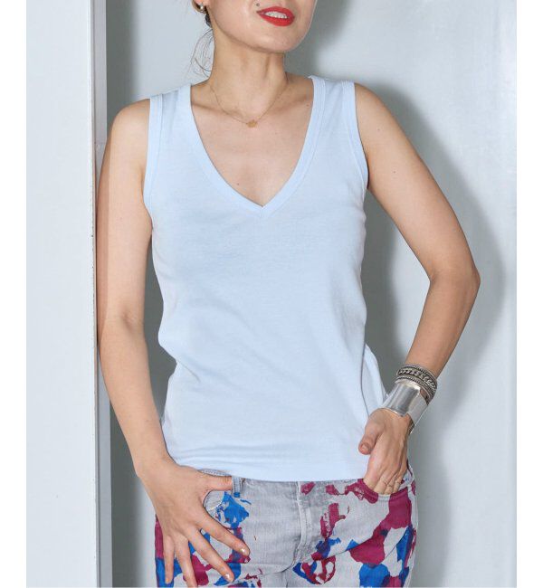  「ONIT COTTON RIB V-NECK TANK TOP 25SSON186：タンクトップ」|Tシャツ・カットソー|サックスブルー