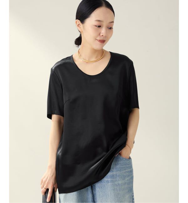 Plage「R&rsquo;IAM サテンチュニックTシャツ」|シャツ・ブラウス|ブラック