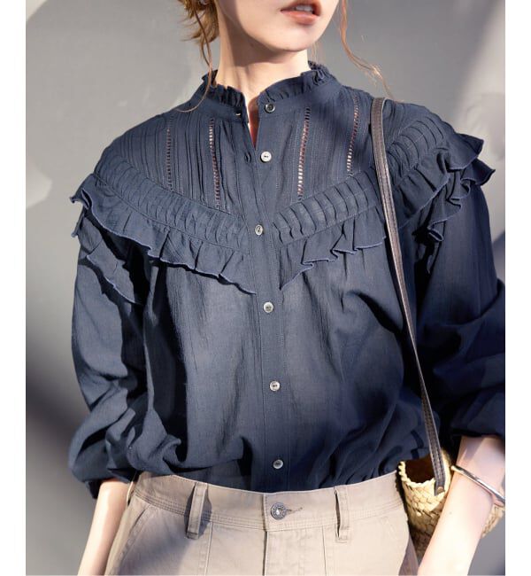 SLOBE IENA「《WEB・一部店舗限定/追加》フリルピンタックブラウス」|シャツ・ブラウス|