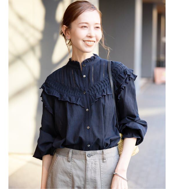 SLOBE IENA「《WEB・一部店舗限定/追加》フリルピンタックブラウス」|シャツ・ブラウス|