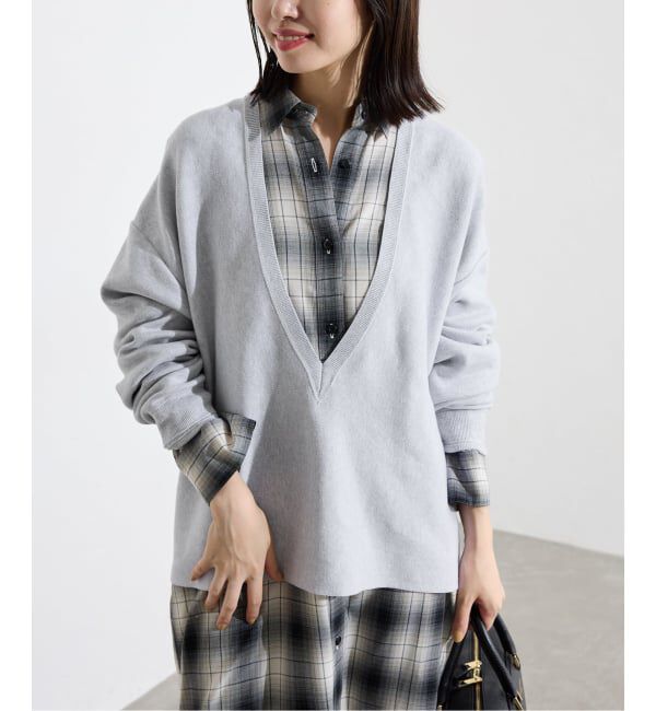 SLOBE IENA「スムースオーバーVネックニット」|ニット・セーター|