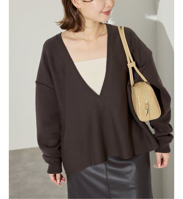 SLOBE IENA「スムースオーバーVネックニット」|ニット・セーター|