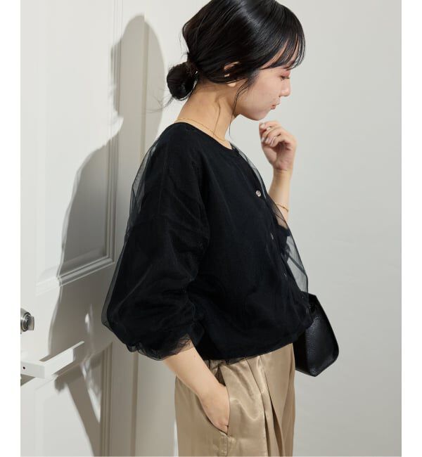 SLOBE IENA「2WAYチュールコンビニットカーディガン」|カーディガン|