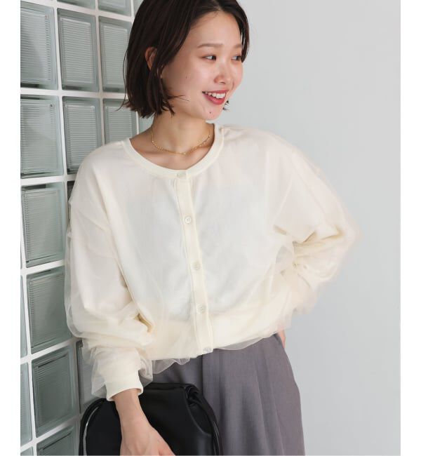 SLOBE IENA「2WAYチュールコンビニットカーディガン」|カーディガン|