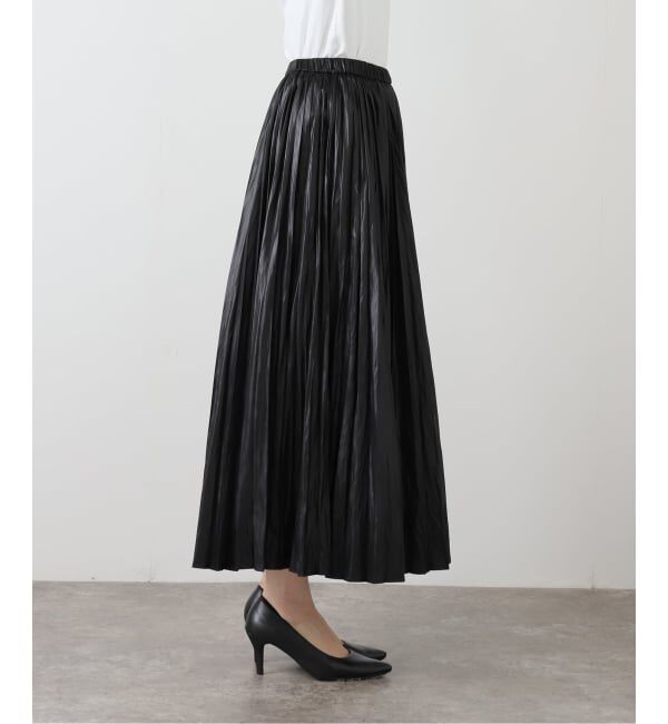 IENA「レザーライクサテンプリーツスカート」|スカート|