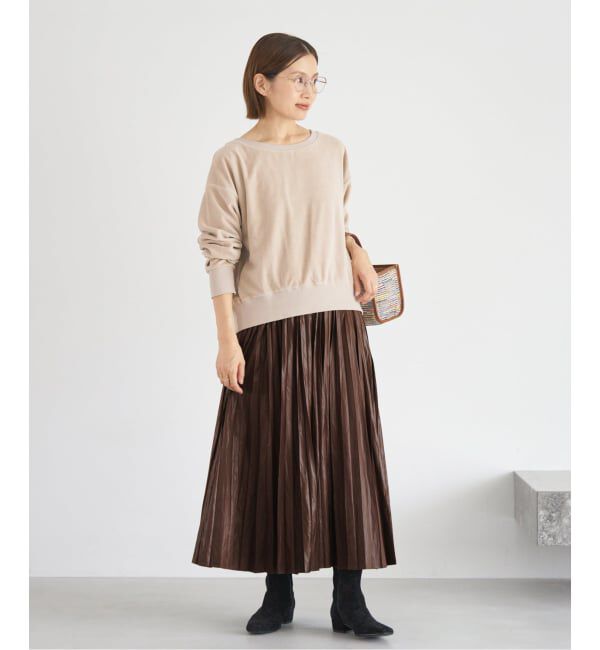 IENA「レザーライクサテンプリーツスカート」|スカート|